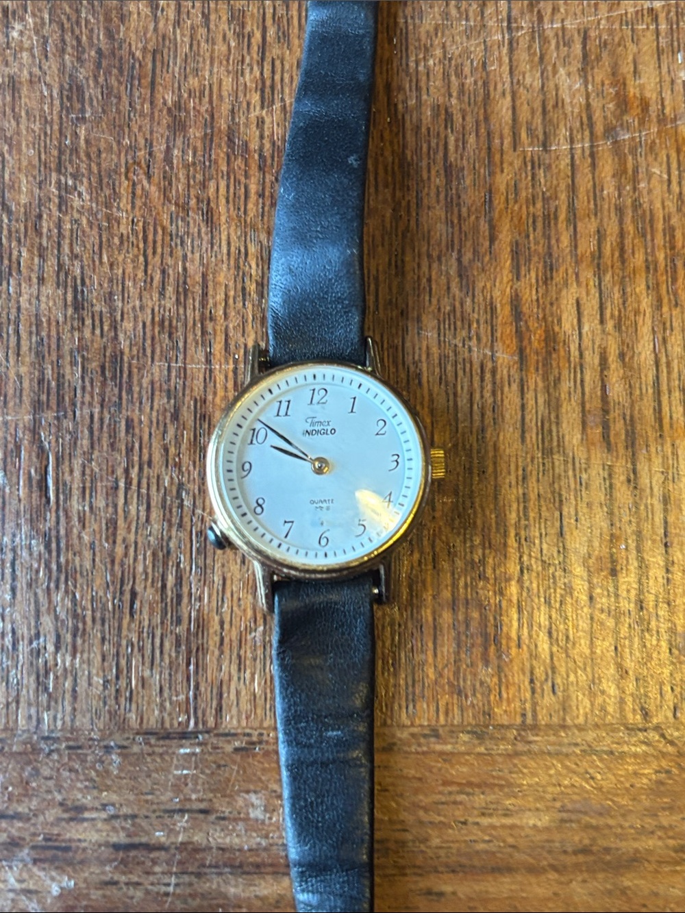 Timex Gold-Tone Case Watch with Black Strap
